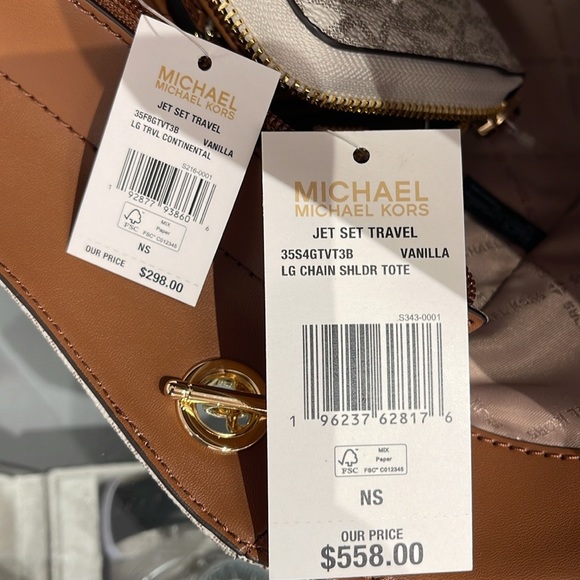 MICHAEL KORS 
Jet Set Lg Shoulder Bag & JST Lg Travel CONTINENTAL wallet-wristlt - Picture 11 of 16